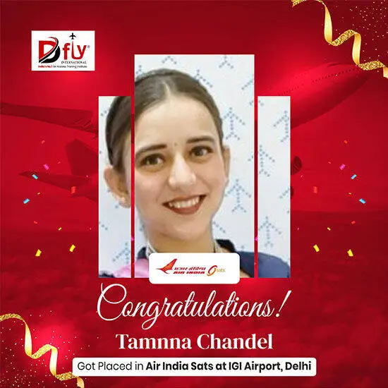 Dfly International student placed in Air india Sats at IGI Airport, Delhi